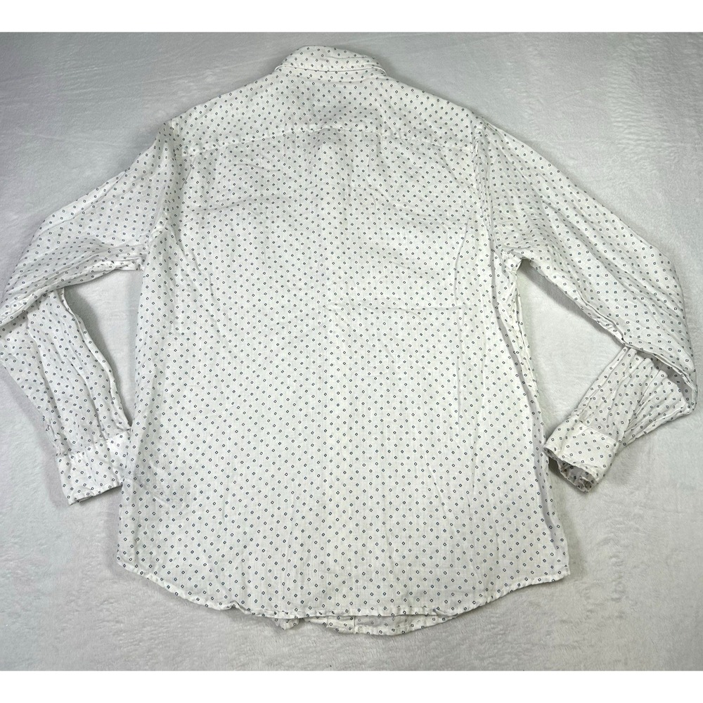 Abercrombie & Fitch Shirt Mens Large White 100% Linen Geometric Long Sleeve - Picture 3 of 7
